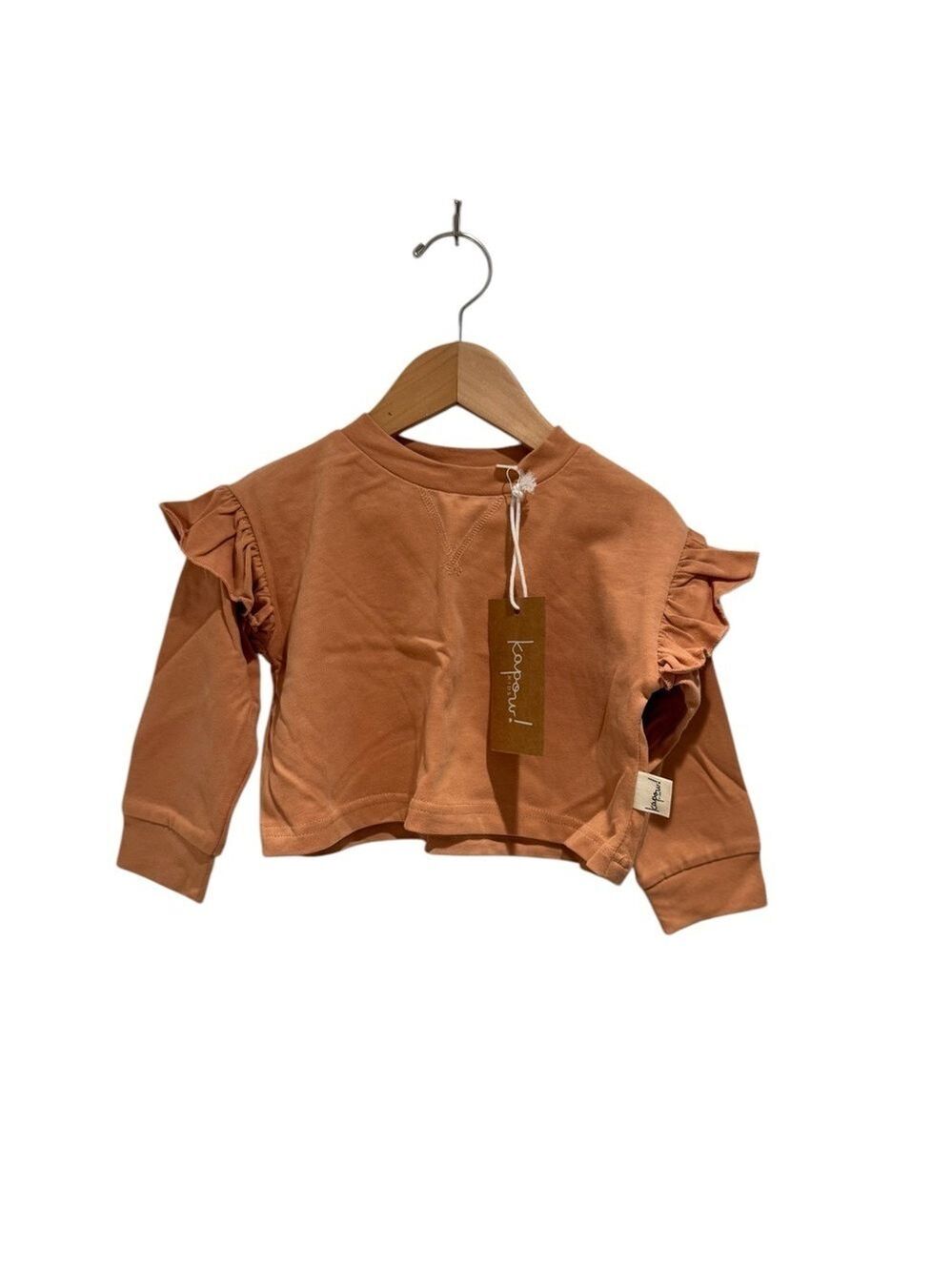 Ruffle Sleeve Boxy Kids Top - size 2